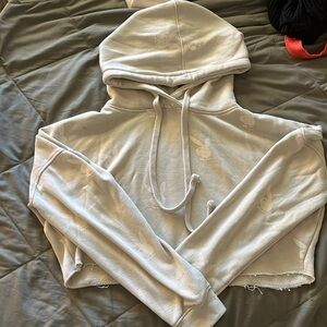 Playboy Missguided Grey & White Cropped Hoodie